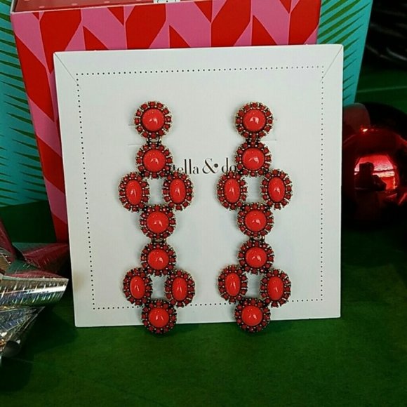 Stella & Dot | Retired Versatile 3-in-1 Coral Red Sardinia Earrings - Picture 14 of 15